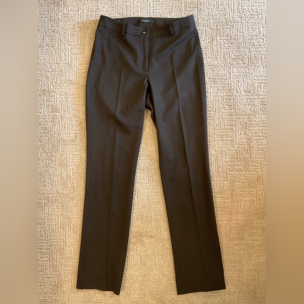 🤎🌟 Weekend Max Mara Wool Cigarette Pants Brown Stretch Sz 2 Minimalist Luxury
